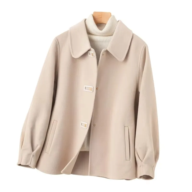 Women's Classic Double-Sided 100% Australian Wool Coat Slim Fit Fashionable Elegant Warm Autumn Winter Charming