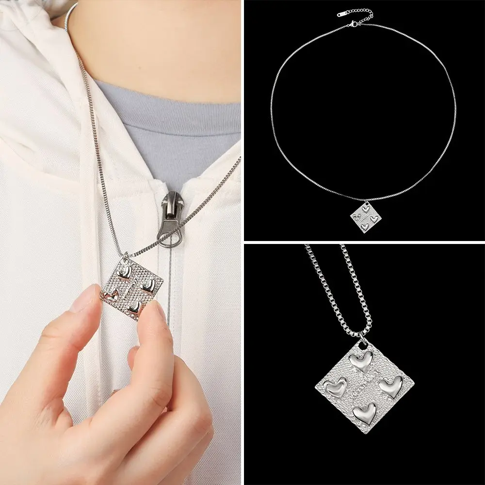 Creative Jewelry Women Accessories Clothing Decoration Love Pills Necklaces Punk Rock Chain Choker Square Pendant