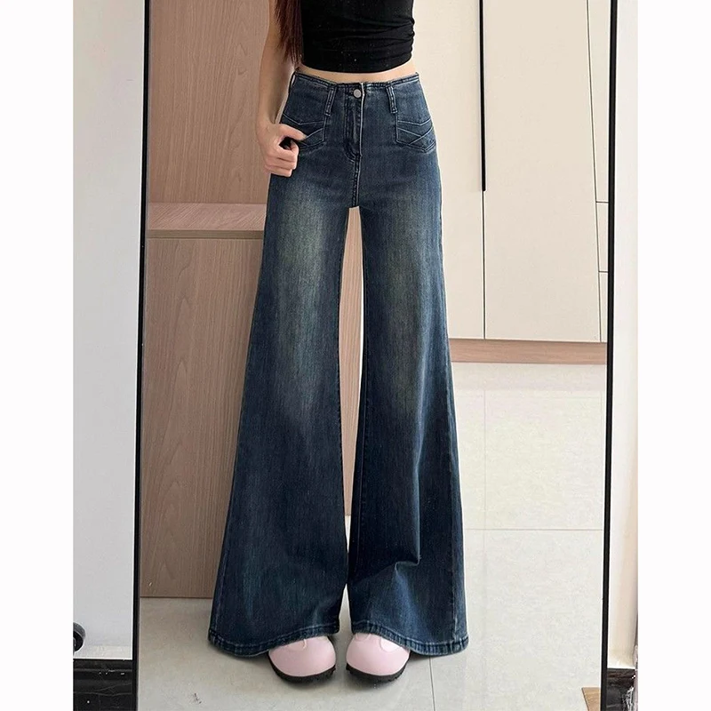 

Новые женские джинсы 2026 года: шикарные ретро-модели с высокой талией, синие, облегающие, из денима, повседневные прямые брюки для женщин