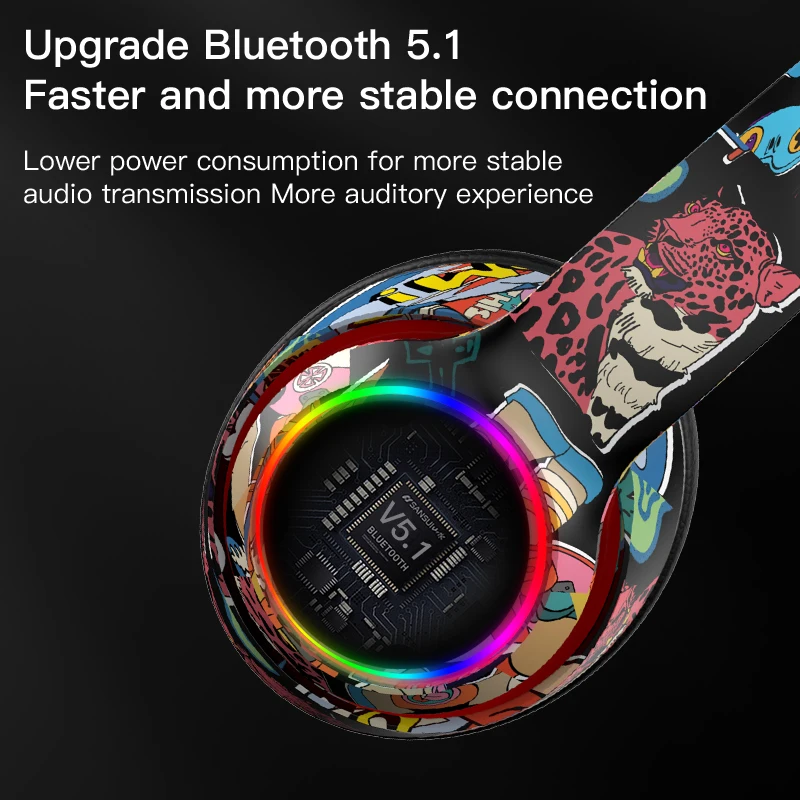 Новые беспроводные Игровые наушники для сотового телефона с микрофоном и RGB светильник кой, игровая гарнитура Bluetooth 5,1 для детей, ПК, PS4, гейме...