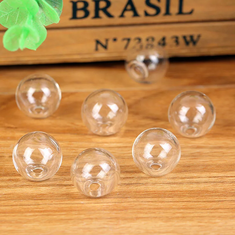 10 قطعة كرة زجاجية شفافة بفتحة واحدة مصنوعة يدويًا إكسسوارات يدوية لتزيين الحرف اليدوية زخرفة حديقة خرافية مصغرة