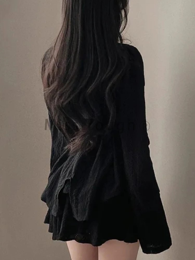 Koreanische süße Patchwork zweiteilige Set Frauen Langarm Shirt Kuchen Miniröcke weibliche Mode Schnürung elegante Falten Party Anzüge