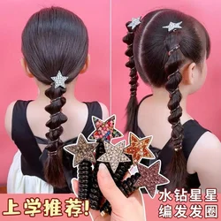 Molans-coletero con estrella y diamantes de imitación para niña, gomas para el pelo duraderas de alta elasticidad, cintas coreanas para el pelo