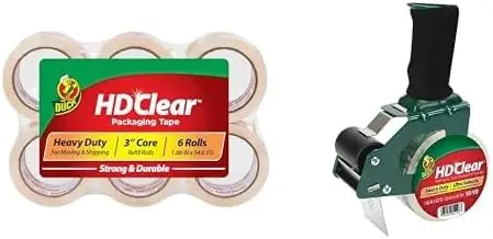 

HD Clear Heavy Duty Packing Tape Refill, 1.88 Inch x 54.6 Yard, 6 Rolls and Brand Foam le Tape Dispenser with HD Cl