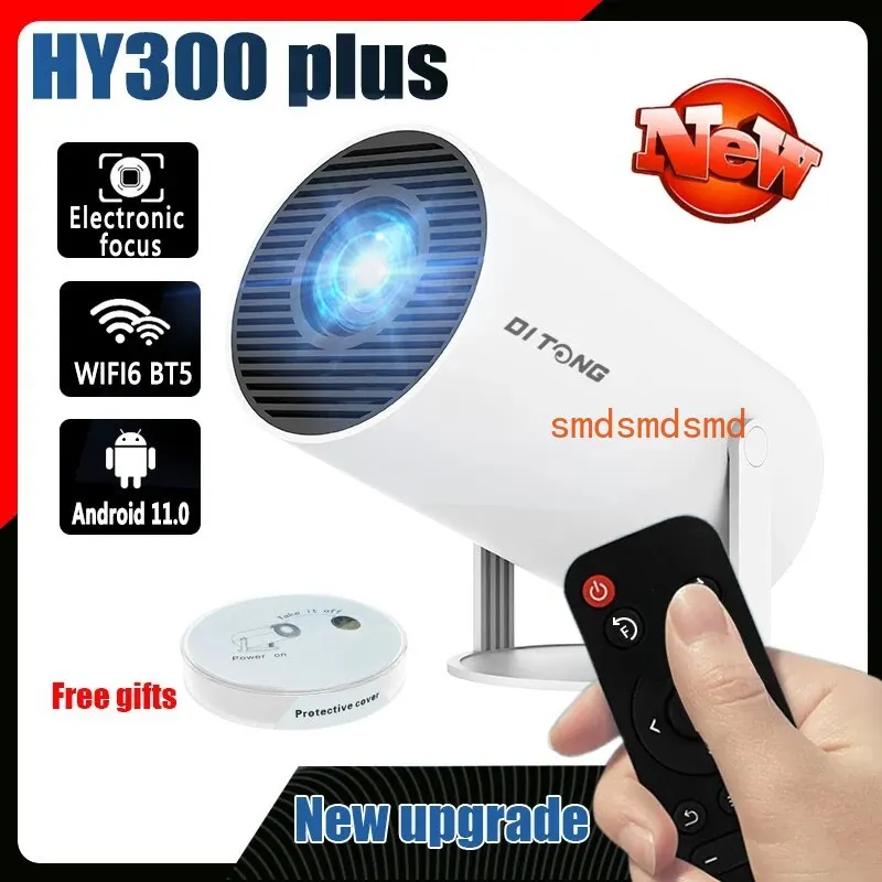 디통 HY300 플러스 HD 휴대용 프로젝터 4K 1280x720P 안드로이드 와이파이 LED 비디오 홈시어터 시네마 폰 미니 게임 프로젝터 영화