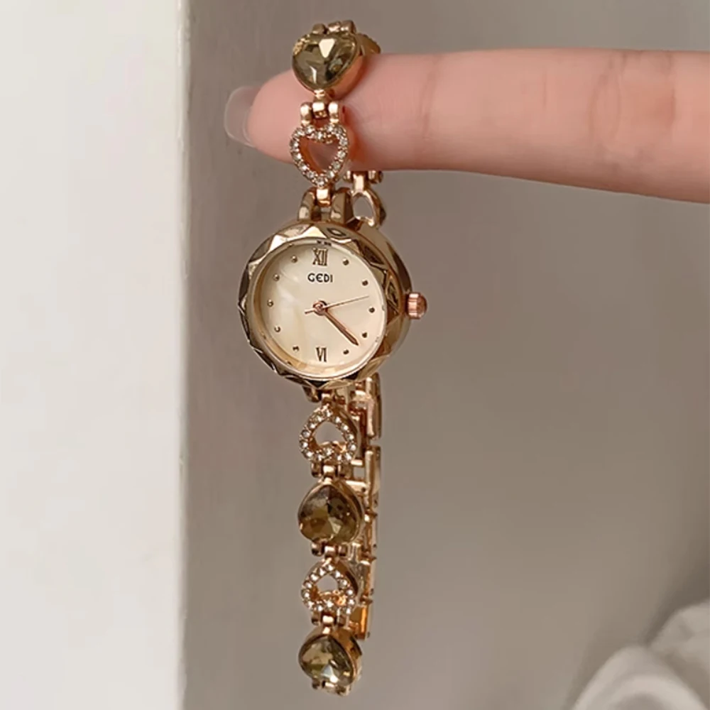 Fashion temperament minimalist luxury small disc with quartz women's watch for women‘s girl party gift jewlry wholesale