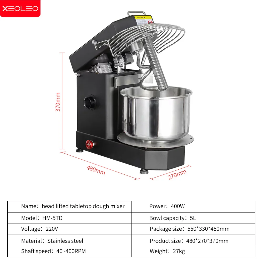 XEOLEO 5L 10L Electric blender Easy removable bowl Small spiral mixer with Tilting head Mixer machine