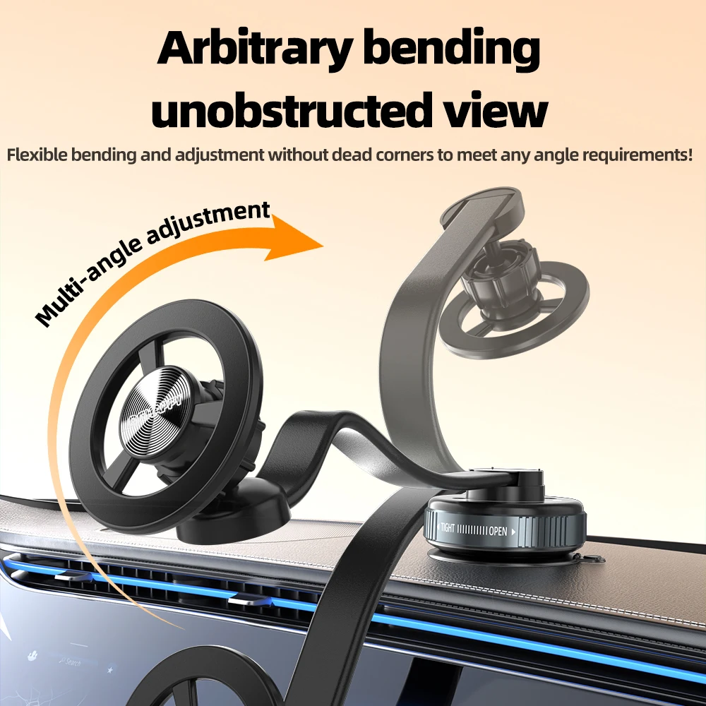 

Автомобильная магнитная подставка для телефона Magsafe, вакуумный магнитный всасывающий противотрясающий держатель для iPhone 17, 16, 15, регулируемый кронштейн для приборной панели