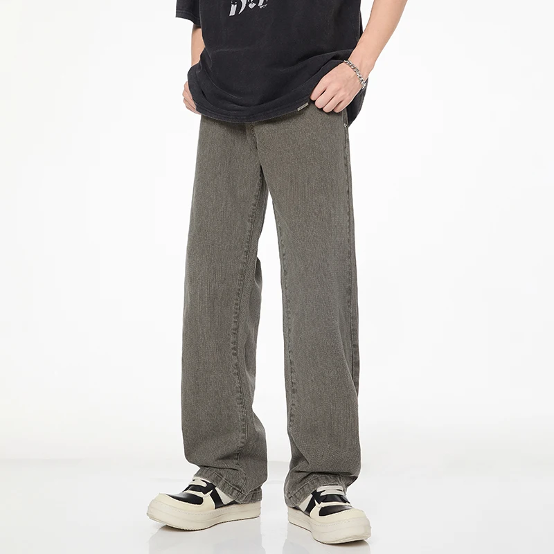 oversize Long Jeans Men's Spring and Summer Loose Straight Casual American High Street Retro Trousers 2024 New