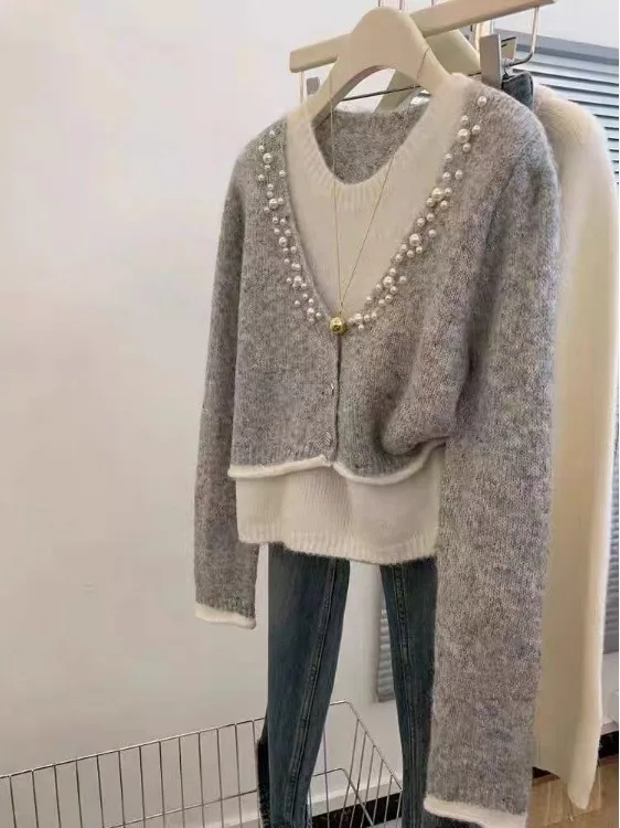 

Ele вязаный свитер женский Faionable Turtlene Long Sve V-Ne повседневный многослойный топ высокого класса Design Sensation