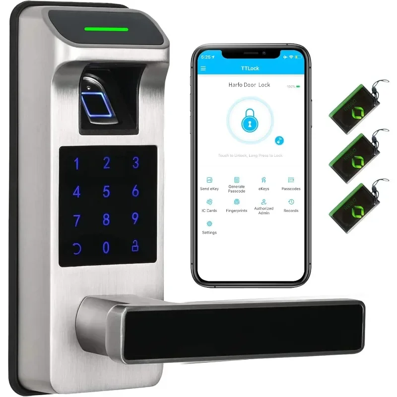 Harfo Fingerprint Door Lock, Heavy Duty Keyless Entry Door Lock, 5 in 1 Smart Door Lock with Touchscreen Keypad