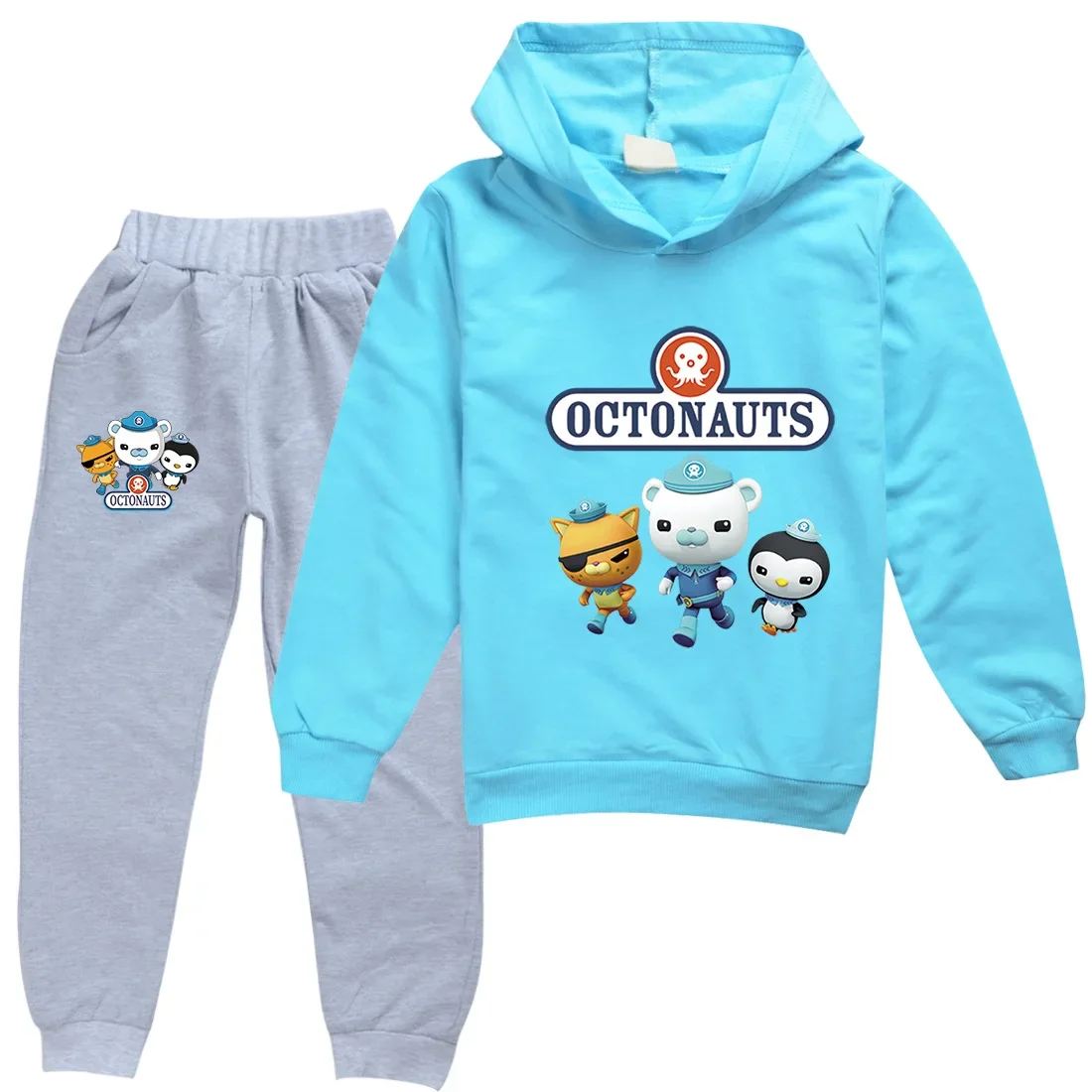 

Комплекты детской одежды Octonauts, пуловер с капюшоном, спортивный костюм, одежда с героями мультфильмов аниме для мальчиков и девочек, осенние детские толстовки, брючный костюм