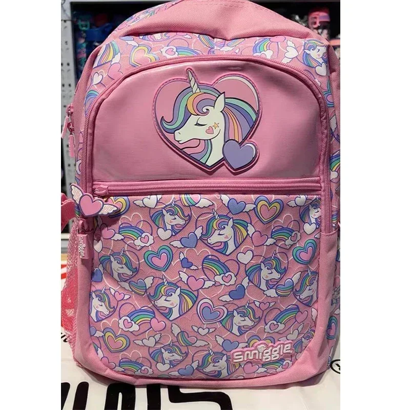 Genuíno Australiano Smiggle Rosa Amor Unicórnio Saco De Escola, Saco De Desenhos Animados Do Estudante, Garrafa De Água Casual De Grande Capacidade, Presente