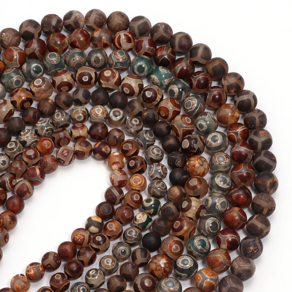 8/10mm Natural Stone Beads Vintage DZI Agate Round Loose Spacer Bead for Jewelry Making DIY Bracelets Necklace Accessories