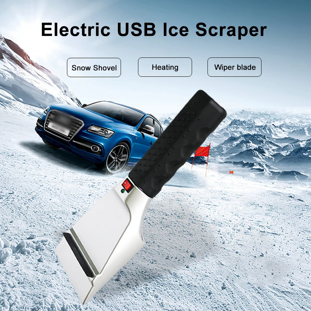 12V Electric Heated Car Ice Scraper Car Windshield Snow Shovel Removal Quick Clean Glass Brush Car Winter Accessories