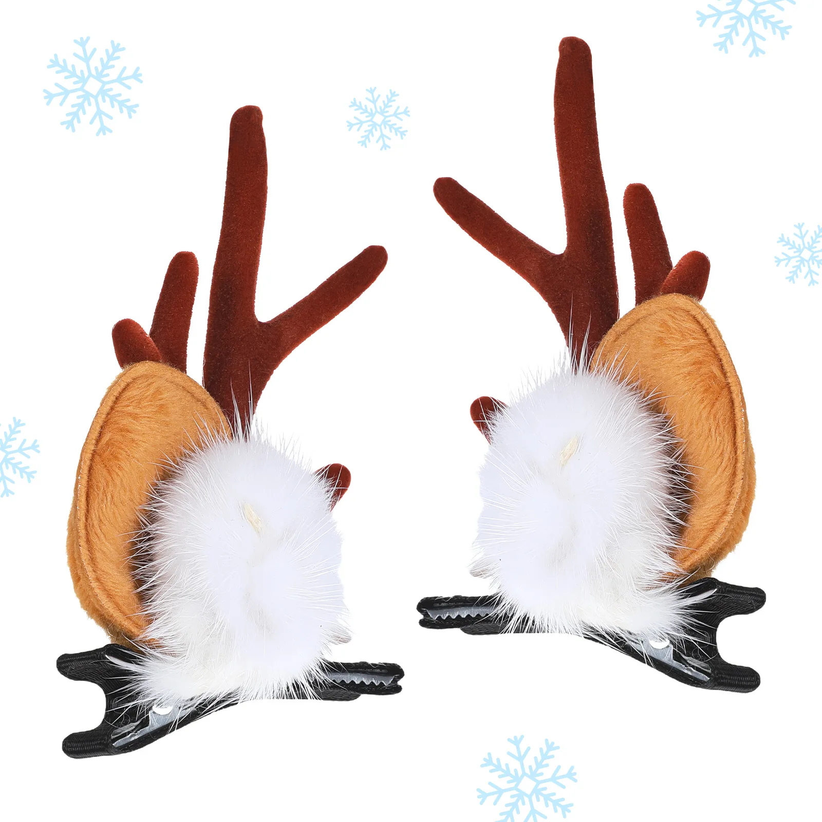 

2Pcs Cloth Hair Clips for Christmas Antler Style with Pompon Festive Hairpins for Women Holiday Outfit Matching