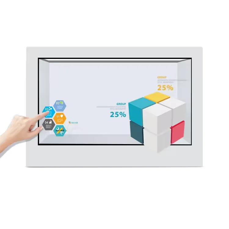 Piccolo display lcd trasparente monitor da 21.5 pollici trasparente finestra pubblicità macchina doccia kit di visualizzazione vetrina