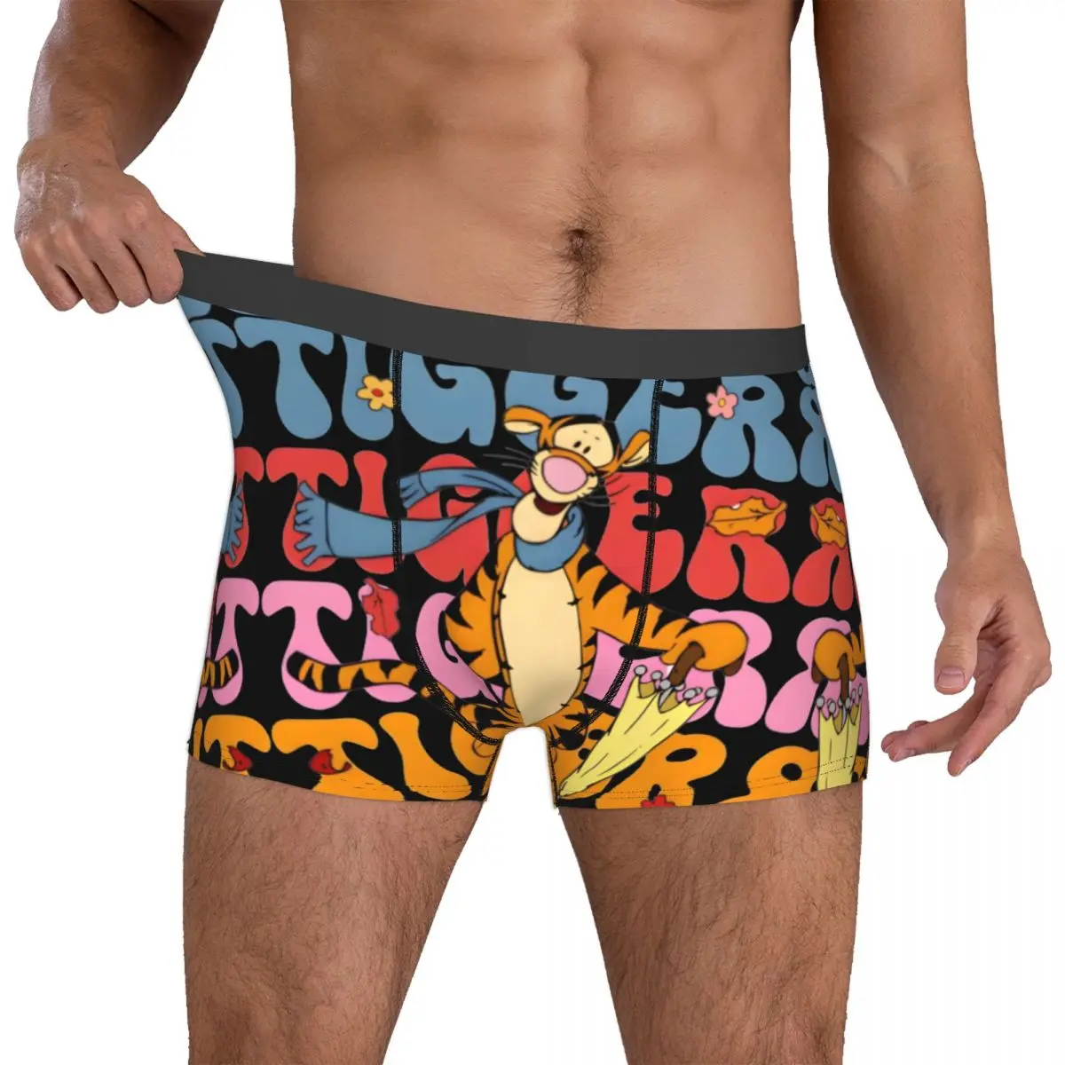 

Мужские трусы-боксеры с принтом Винни-Пуха и Тигра, дышащие, удобные, аниме-стиль
