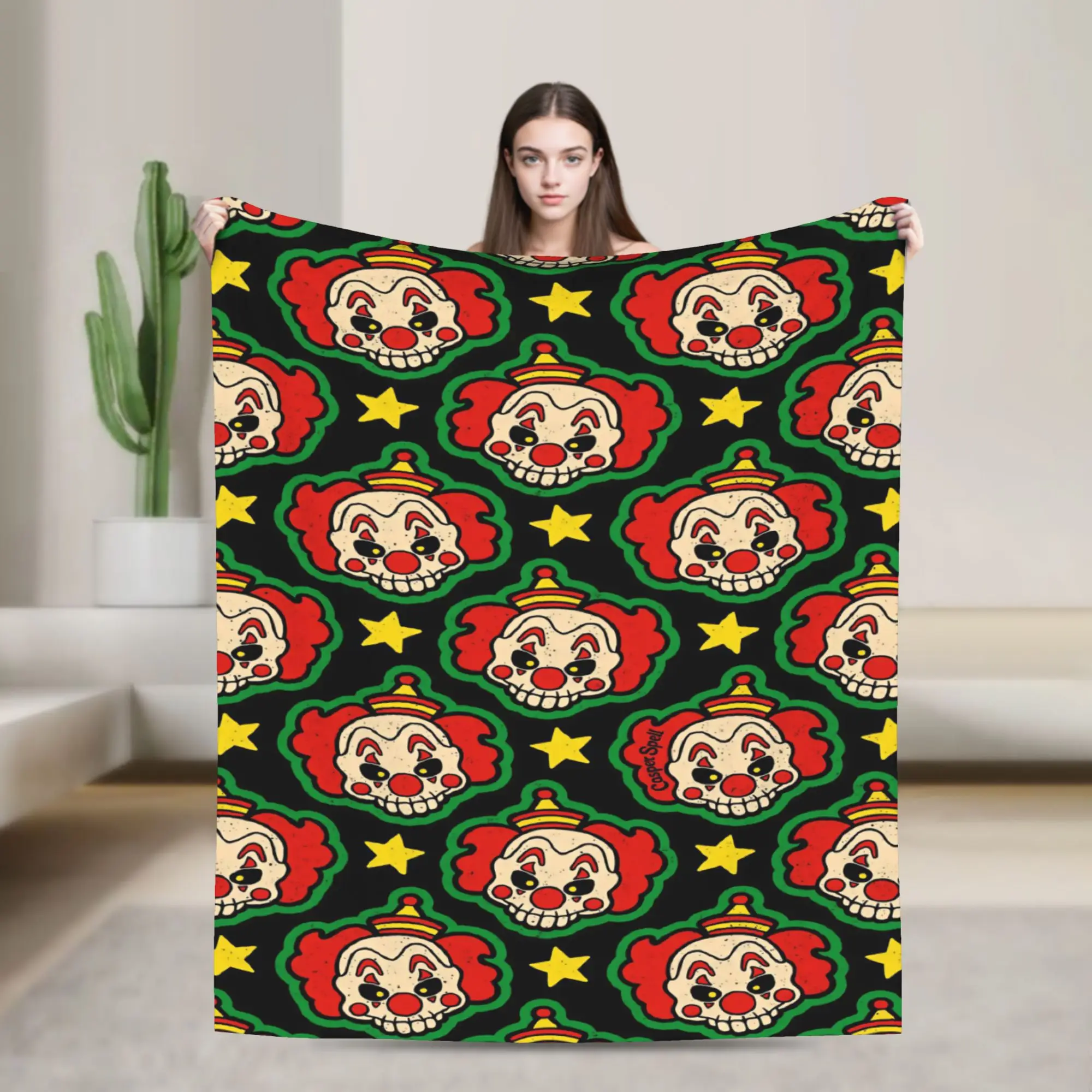 Killer Klowns From Outer Space Wax Blanket  Warm Soft Plush Throw Blanket For Couch Chair Sofa Bed Flannel Bedspread Bed Cover