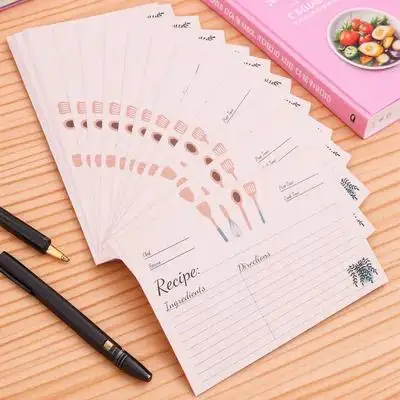 50Pcs Recipe Cards Premium Paper Writing Notepad Compact Food Notes for Dietary Planning Cooking Ideas Journaling Daily Use