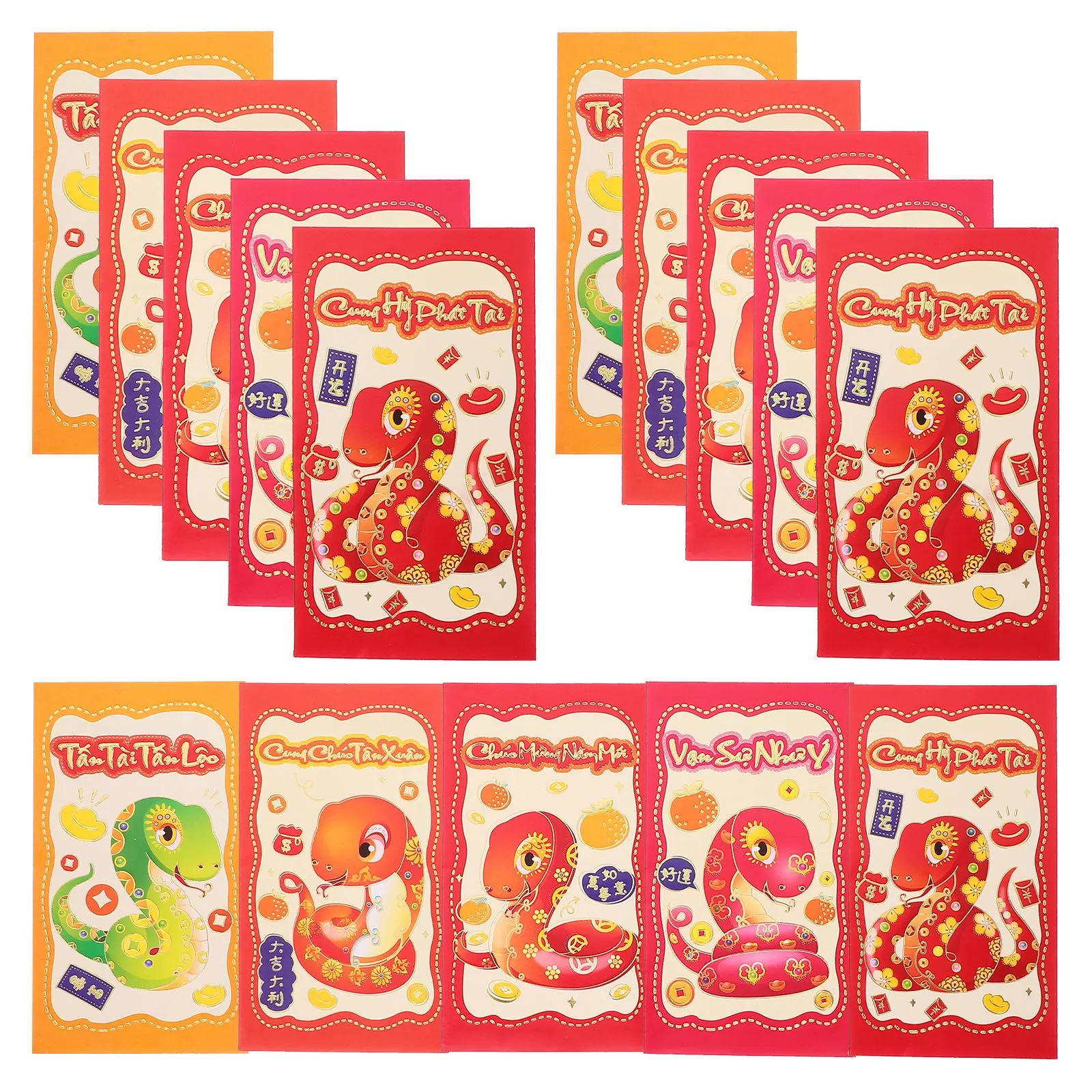 

30Pcs Red Envelopes Year of Snake Cartoon Lunar New Year 2025 Lucky Money Packets Vietnamese Style Spring Festival Hong Bao
