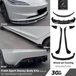 Fonreh Aero Tesla 2024 3 Highland Body kit paraurti Lip diffusore posteriore Spoiler Glossy Carbon Black Tuning per Tesla Model 3 Refesh