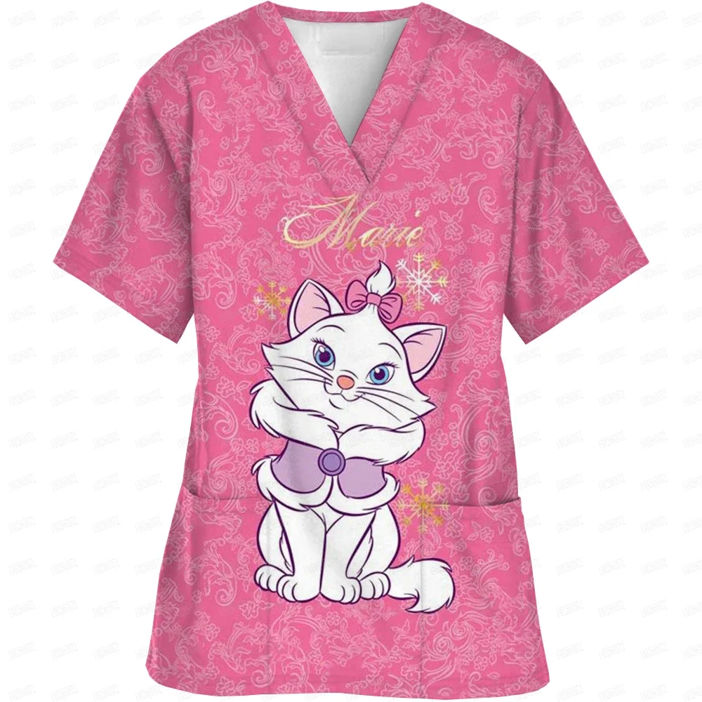 

Женская униформа медсестры Disney, футболка с принтом Микки Мауса, летние футболки, защитные рабочие топы для клиники, женская одежда с короткими рукавами