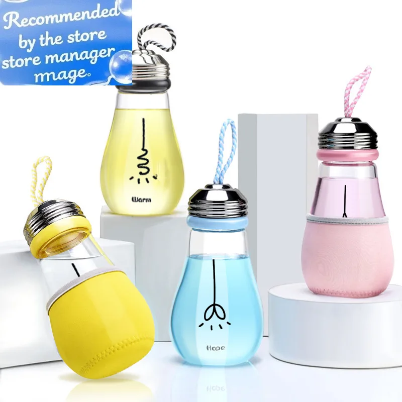 

Creative Light Bulb Bottle,Beverage Milky Tea Fruit Juice Drink Bottle With Lid Terrarium for Home Shop Tea Lamp Bulb Bottle