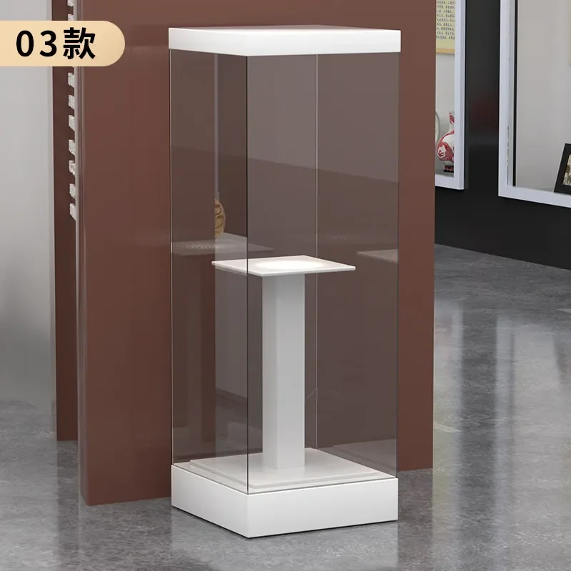 Porcelain antique display cabinet rotating booth ultra-white glass display cabinet
