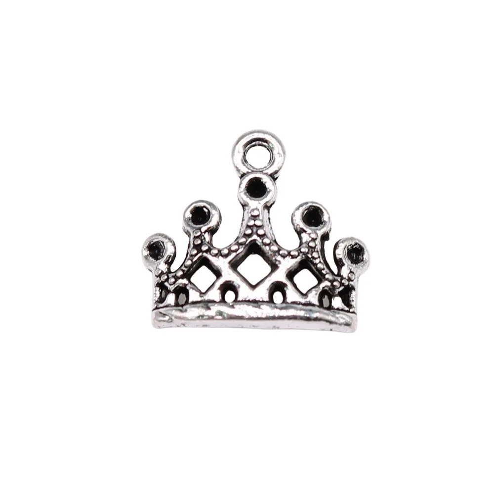 WYSIWYG 20pcs 13x11mm Antique Silver Color Crown Charms Pendant For DIY Jewelry Making Handmade Jewelry Craft Findings