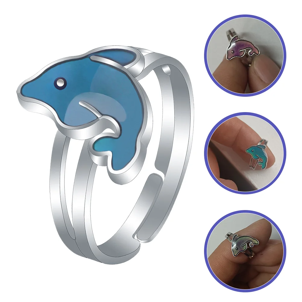 

Dolphin Ring The Cartoon Finger Open Hand Zinc Alloy Thermochromic Miss Mood Rings