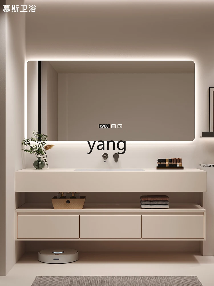 Yjq Stone Plate Hand Washing and Face Washing Whole Washbin Bathroom Cabinet Combination Modern Minimalist Washstand