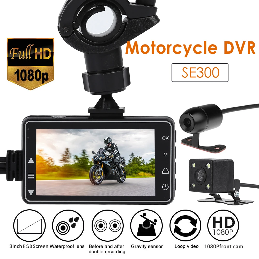 

Motorcycle DVR Dash Cam SE300 Dual Camera Front Rear View Motorcycle Recorder Zinc Alloy Automatically On and Off Loop Recording