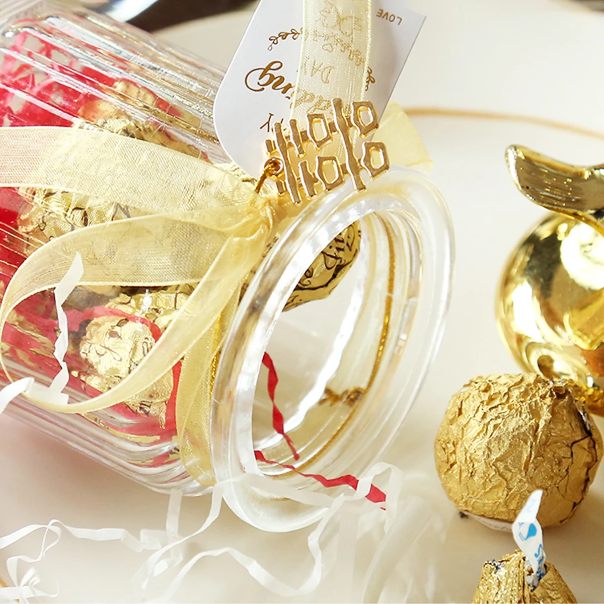 

Wedding Glass C Storage Jar Display Sealed Transparent Animal Ceramic Lid Gold Plating Multi Purpose Tea Leaves Holder