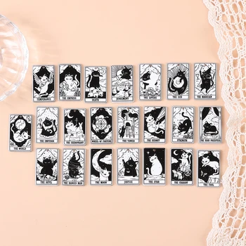 8 Stück 39 * 23 MM schwarz weiße Katze Tarot Karte Charms Acryl Sonne Mond und Liebhaber Anhänger für Ohrring Halskette DIY Herstellung Zubehör