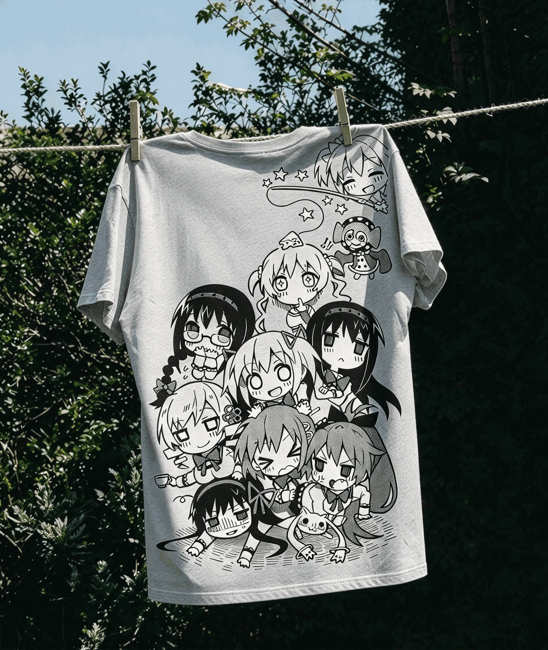 Puella Magi Madoka Magica Streetwear Trendy Cotton Oversized Unisex Vintage Loose Breathable soft Print T-shirts for Men Women