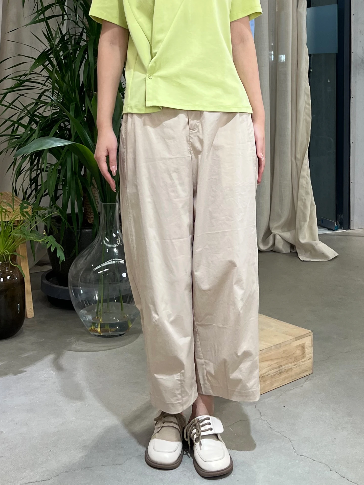 

Прямые повседневные брюки для похудения, женские свободные брюки, летние, новый стиль, простой дизайн, брюки с высокой талией из смесового хлопка