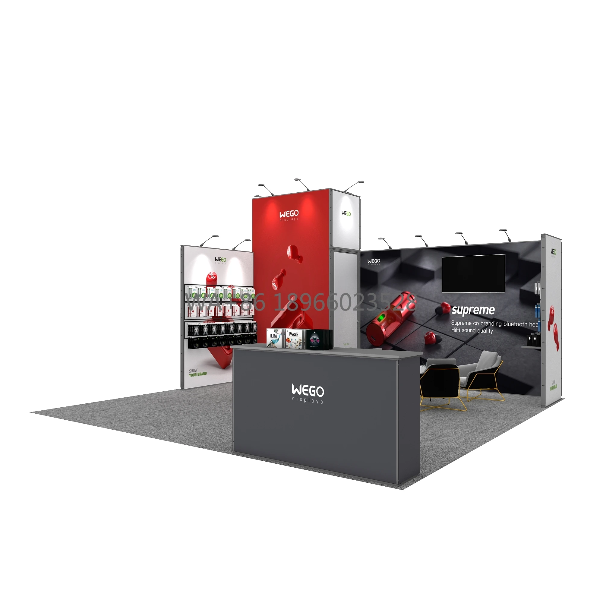 20x20ft Modular Exhibition Booth 6x6 Large Trade Show Booth Display Easy Set up Booth Stand with Storage