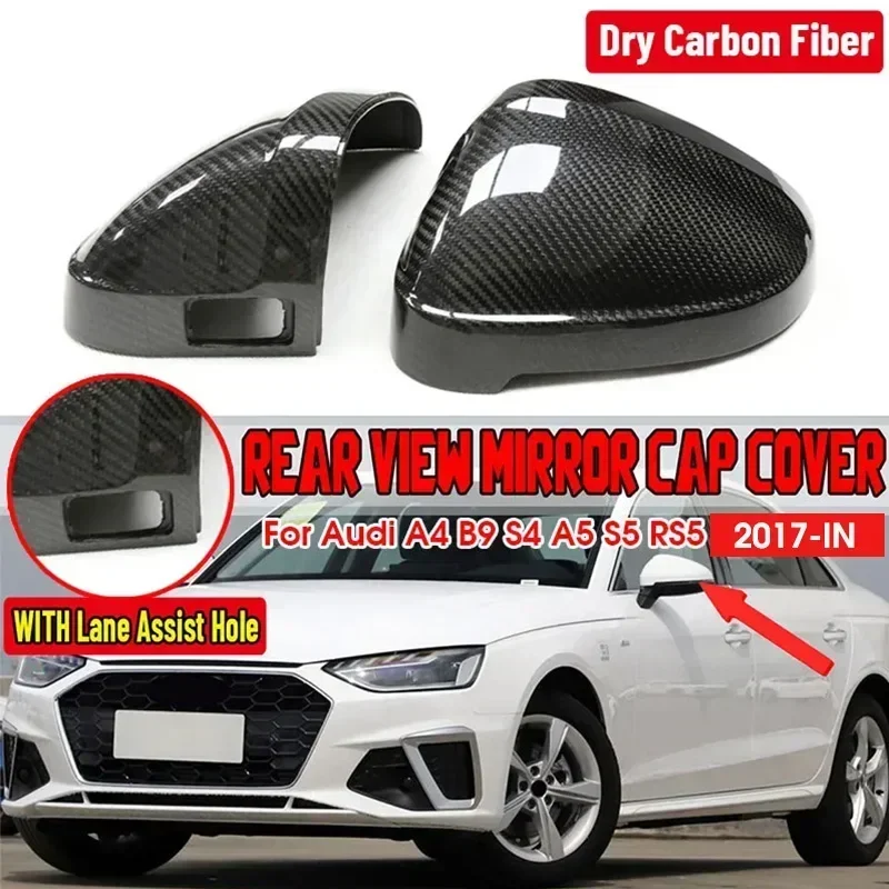 

Real Dry Carbon Fiber Car Side Mirror Cover Replacement RearView Mirror Cover OEM Style Side Cap For Audi A4 B9 S4 A5 S5 2017-IN