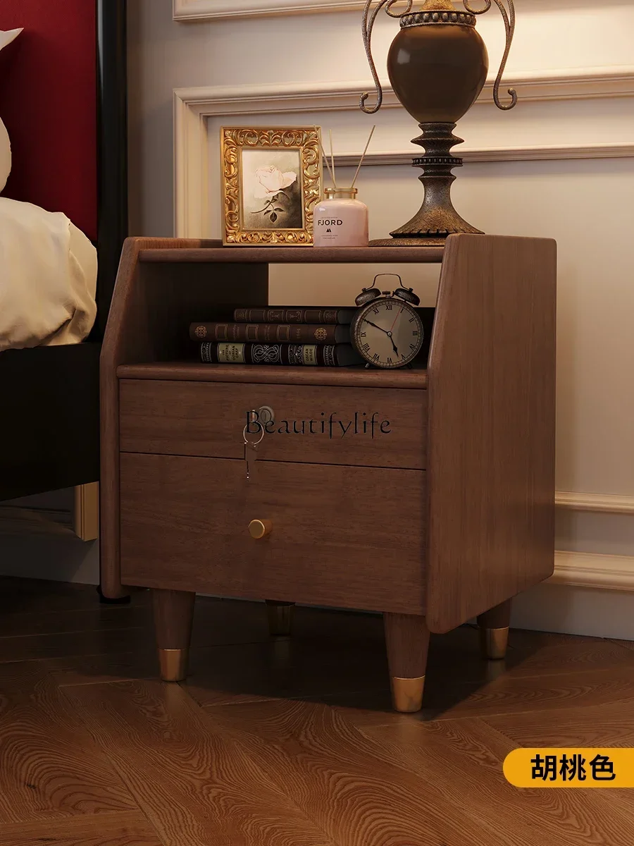 

02 ls 18American-style Modern Minimalist Bedside Table Simple Solid Wood Mini Cabinet