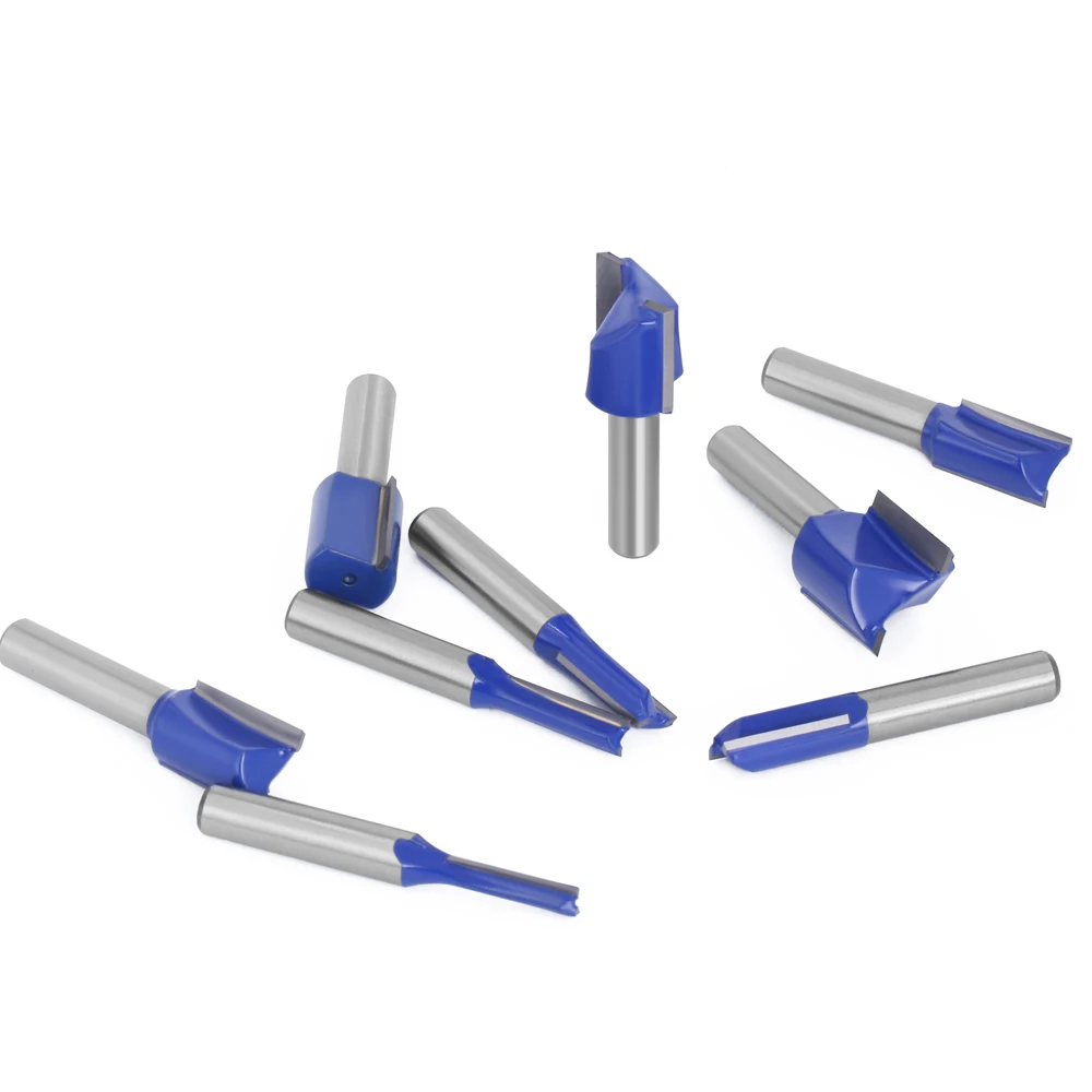 LAVIE-Duplo Flauta Router Bits, fresa, 8mm Shank, tungstênio, carboneto, madeira, ferramenta de madeira, C08-002, 1Pc