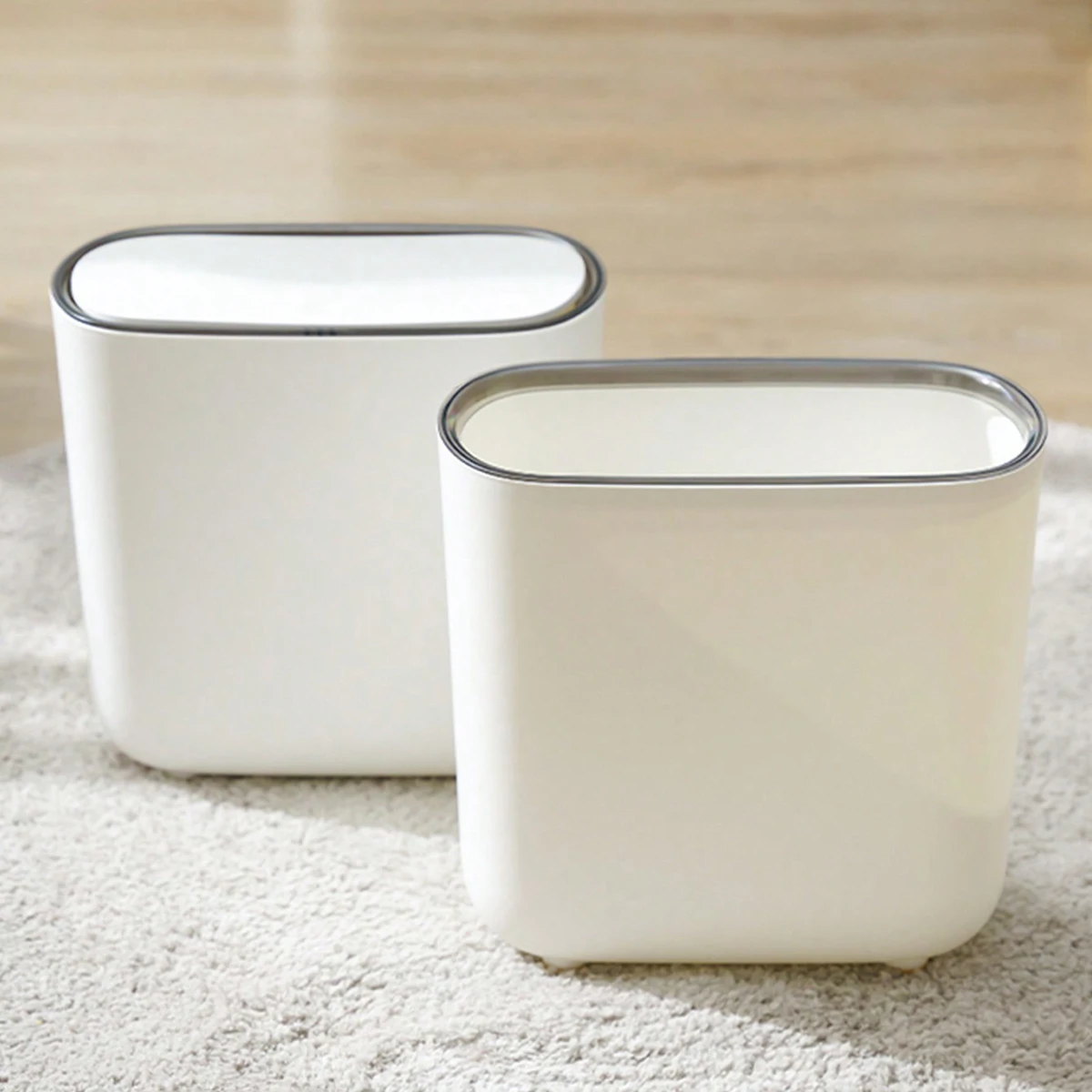 

Narrow Shape Press Ring Trash Can with Lid for Bathroom Gap, Highlighting the Features of Garbage Classification