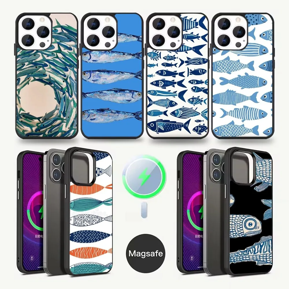

Sardines Fish Art Phone Case For iPhone 16,15,14,13,12,11,Pro,Max,Plus,Mini,Magsafe,Magnetic Wireless Charging Case