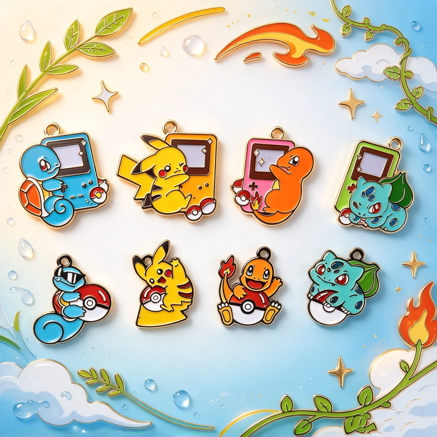 8Pcs Retro Game Console Cartoon Monster Metal Charms Set, Cute Character Pendants for DIY Jewelry Making