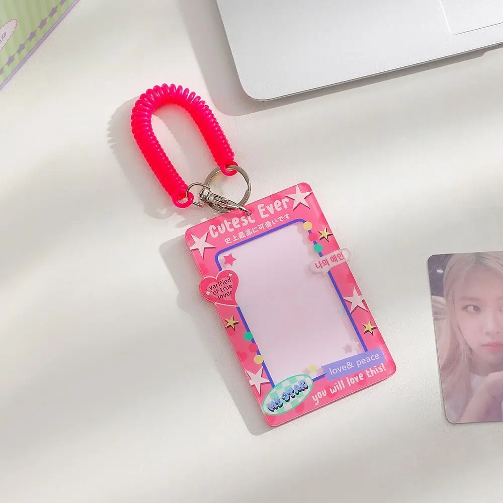 С брелком в корейском стиле, держатель для карт, чехол для карт, банджи-шнур, чехол для студенческой карты, подвеска, акриловые держатели для удостоверений личности, хранение фотографий