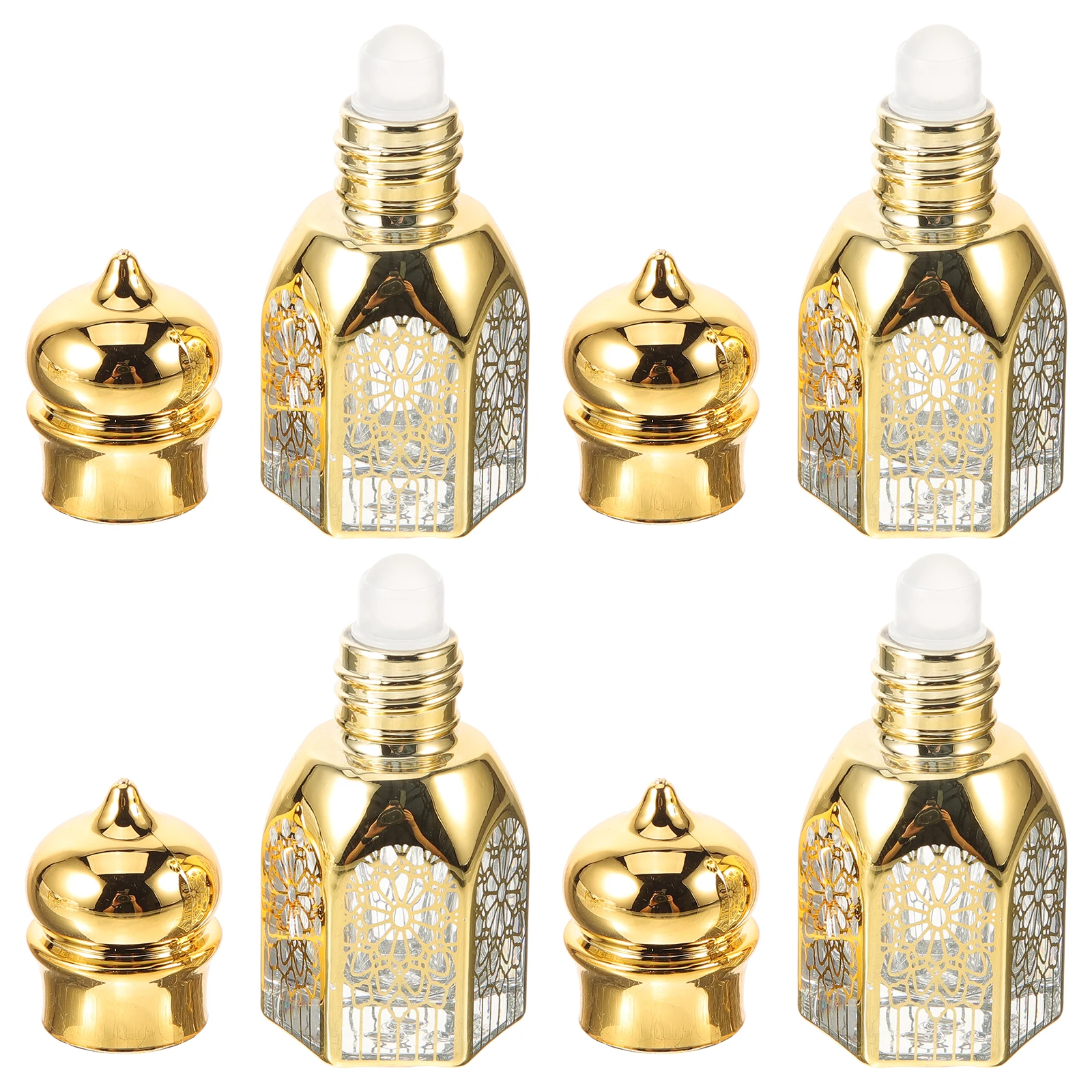 4 Uds Mini botellas de Perfume botellas de vidrio vacías de viaje recargables soporte de aceite esencial portátil botella de almacenamiento pequeña a prueba de fugas