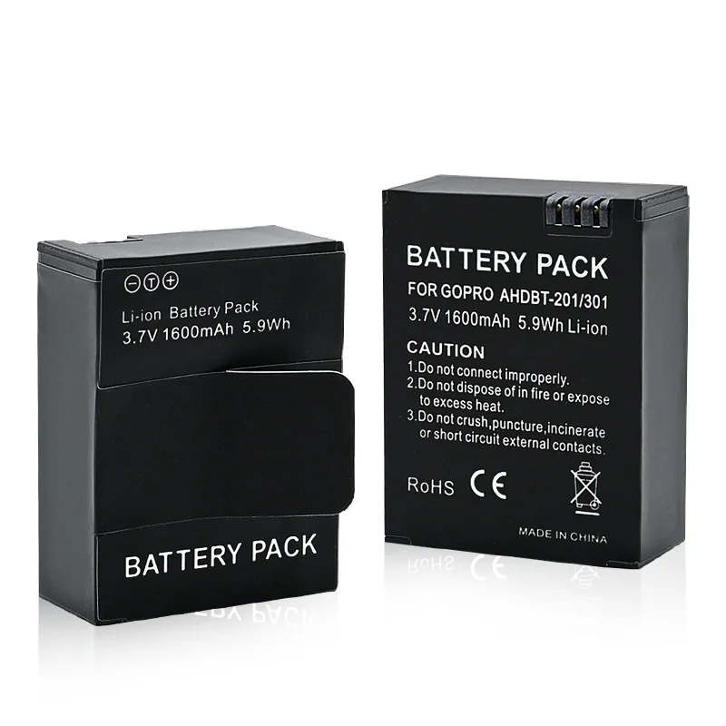 AHDBT-201 301 1600mAh 3.7V Decoded Battery for GoPro Hero2 Hero3 Action Camera