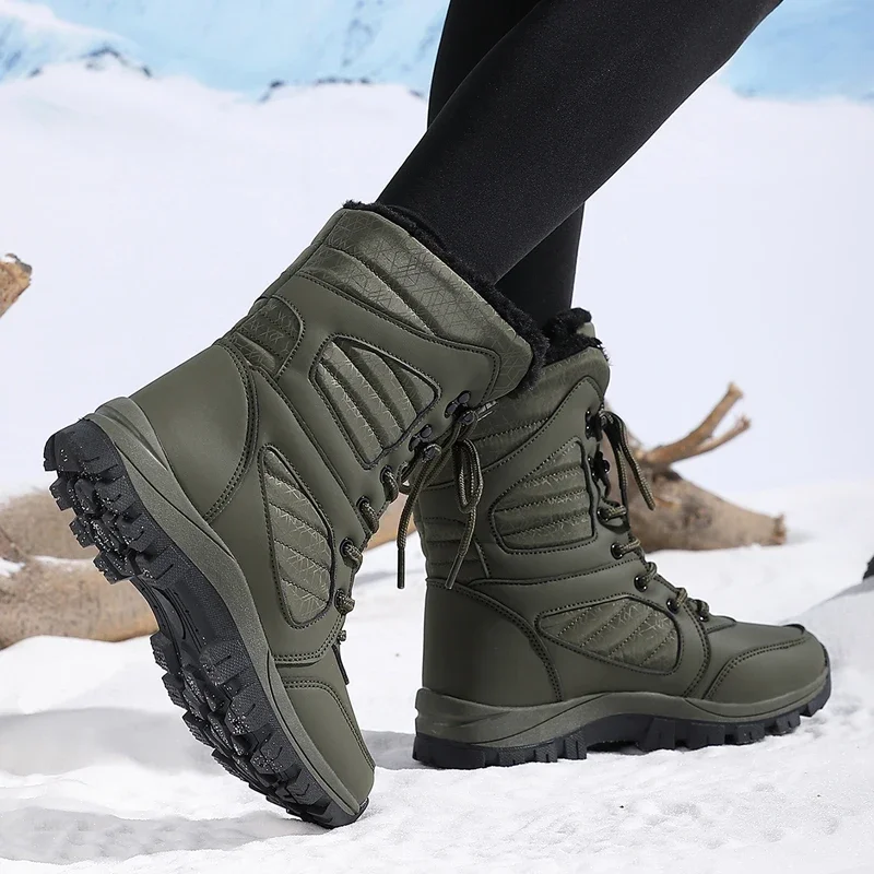 Winter Damen Schneestiefel Hohe Wasserdichte Knöchelstiefel Damen Dicke Warme Wanderstiefel Outdoor Baumwollschuhe Sneakers – Detail 12