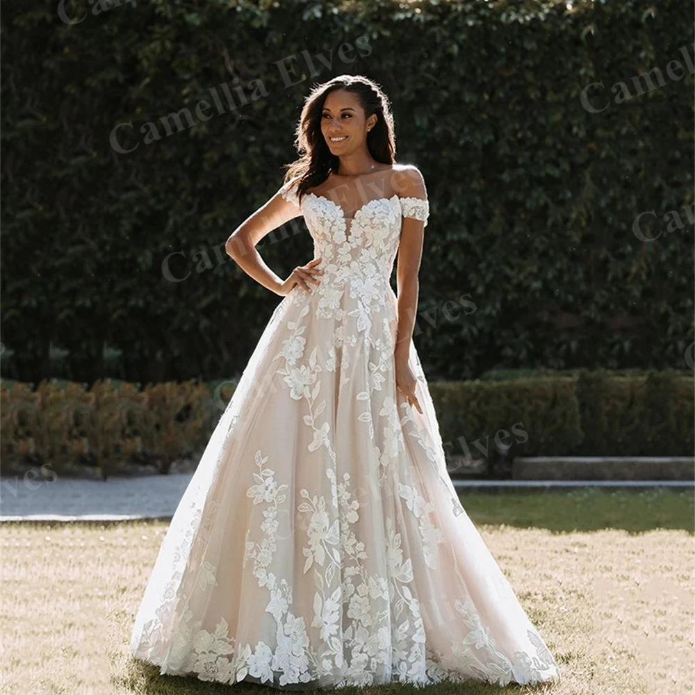 Elegante Boho EINE Linie Brautkleider 2023 Für Frauen Schatz Backless Braut Kleid Spitze Appliques Brautkleid Vestidos De Novia