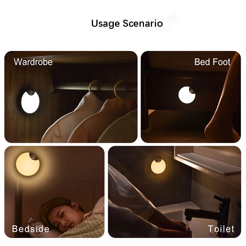 Night Light with Motion Sensor, LED Wall Lamp, Dimmable, Smart Light Adjustable Brightness for Bedroom Toilet  living room